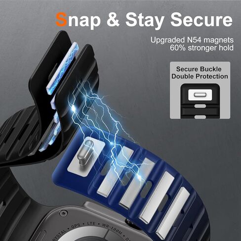 حلقة مغناطيسية متوافقة مع فرق ساعة Apple for Men - Series 10 46mm - Ultra/Ultra 2 49mm - Iwatch Series 9 8 7 45mm - Apple Watch 6 5 4 SE SE 2nd 44mm ، SPORT SILICONE WATTER STRAP in Kuwait