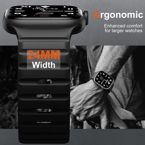 حلقة مغناطيسية متوافقة مع فرق ساعة Apple for Men - Series 10 46mm - Ultra/Ultra 2 49mm - Iwatch Series 9 8 7 45mm - Apple Watch 6 5 4 SE SE 2nd 44mm ، SPORT SILICONE WATTER STRAP in Kuwait