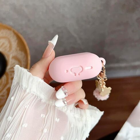 Cute Pink Case for Airpods 4 Cover for Girl Women with Pom pom Flower Keychain & Cleaner Kit, Soft Silicone Airpods iPod 4 Gen Protective Cover Skin for Airpod 4 Pink in Kuwait