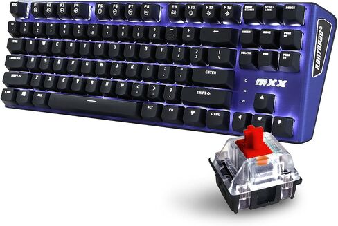 MXX Mechanical Gaming Keyboard - 87 Keys,White Backlit, Red Switches, Blue Aluminum Cover, N-Key Rollover in Saudi Arabia