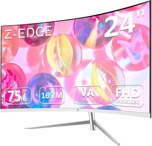Z-Edge 27-inch Curved Gaming Monitor, Full HD 1080P 1920x1080 LED Backlight Monitor, with 75Hz Refresh Rate and Eye-Care Technology, 178° Wide View Angle, Built-in Speakers, VGA+HDMI in Saudi Arabia