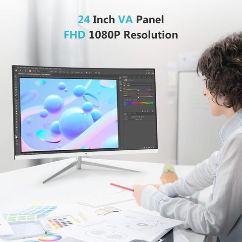 Z-Edge 27-inch Curved Gaming Monitor, Full HD 1080P 1920x1080 LED Backlight Monitor, with 75Hz Refresh Rate and Eye-Care Technology, 178° Wide View Angle, Built-in Speakers, VGA+HDMI in Saudi Arabia