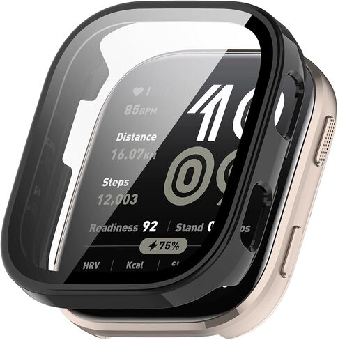 CASE متوافق مع غطاء الساعات الذكية Amazfit BIP 6 ، غطاء واقعي قوي للغاية من أجهزة الكمبيوتر الشخصية مع فيلم زجاجي مقسى لملحقات Amazfit Bip 6 Watch (أسود) in Saudi Arabia