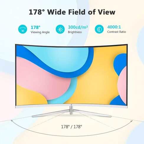 Z-Edge 27-inch Curved Gaming Monitor, Full HD 1080P 1920x1080 LED Backlight Monitor, with 75Hz Refresh Rate and Eye-Care Technology, 178° Wide View Angle, Built-in Speakers, VGA+HDMI in Saudi Arabia