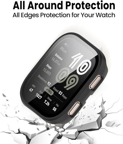 CASE متوافق مع غطاء الساعات الذكية Amazfit BIP 6 ، غطاء واقعي قوي للغاية من أجهزة الكمبيوتر الشخصية مع فيلم زجاجي مقسى لملحقات Amazfit Bip 6 Watch (أسود) in Saudi Arabia