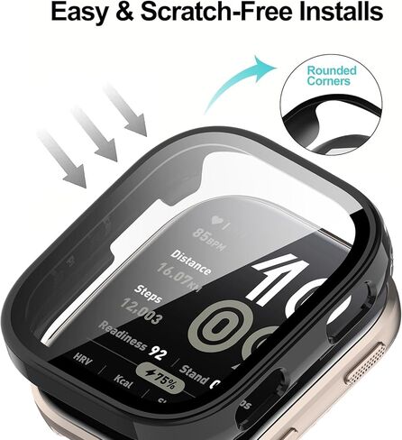 CASE متوافق مع غطاء الساعات الذكية Amazfit BIP 6 ، غطاء واقعي قوي للغاية من أجهزة الكمبيوتر الشخصية مع فيلم زجاجي مقسى لملحقات Amazfit Bip 6 Watch (أسود) in Saudi Arabia