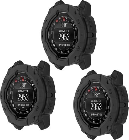 3 Pack Watch Case Compatible with Garmin Instinct 3 45mm Solar Smartwatch Accessories Protective Cover (Black) in Saudi Arabia