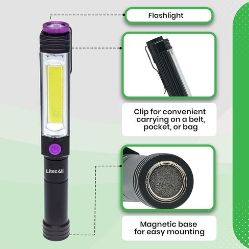 LitezAll Pen Flashlight 400 Lumen - Compact and Portable Tactical Pen Light, Battery Powered, Wide Angle COB LED Task Light - Ideal Pen Light for Professionals and Everyday Use in Kuwait