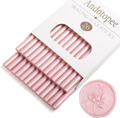 Pale Peach Wax Seal Sticks 26pcs, Andotopee Glue Gun Wax Seal Sticks for Wax Seal Stamp, Premium Sealing Wax for Envelope Letter Seal Wedding Invation Craft Adhesive, Great Gift Ideas (Mini Size) in Kuwait