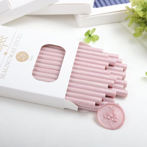 Pale Peach Wax Seal Sticks 26pcs, Andotopee Glue Gun Wax Seal Sticks for Wax Seal Stamp, Premium Sealing Wax for Envelope Letter Seal Wedding Invation Craft Adhesive, Great Gift Ideas (Mini Size) in Kuwait