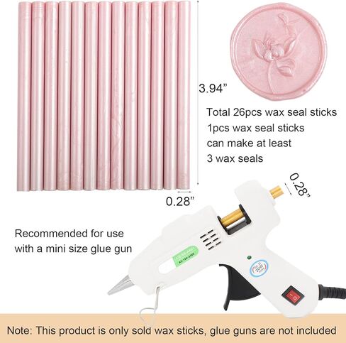 Pale Peach Wax Seal Sticks 26pcs, Andotopee Glue Gun Wax Seal Sticks for Wax Seal Stamp, Premium Sealing Wax for Envelope Letter Seal Wedding Invation Craft Adhesive, Great Gift Ideas (Mini Size) in Kuwait