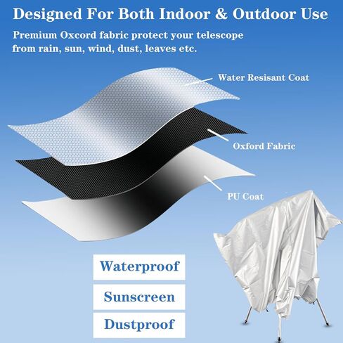 Telescope Cover Waterproof Outdoor, Telescope Dust Cover with Double Zipper Adjustable Drawstring Astronomical Accessories for Indoor Use, 100x75CM/39x29Inch in Saudi Arabia