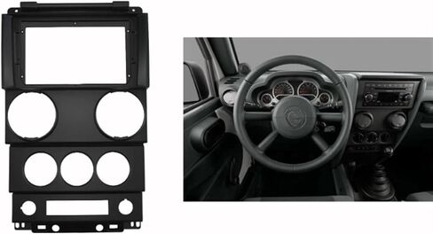 9 Inch Car Fascia Radio Panel Compatible For Wrangler Rubicon 2007-2010 Dash Kit Install Facia Console Bezel Adapter 9inch Plate Trim(Version 3,9 inches) in Saudi Arabia