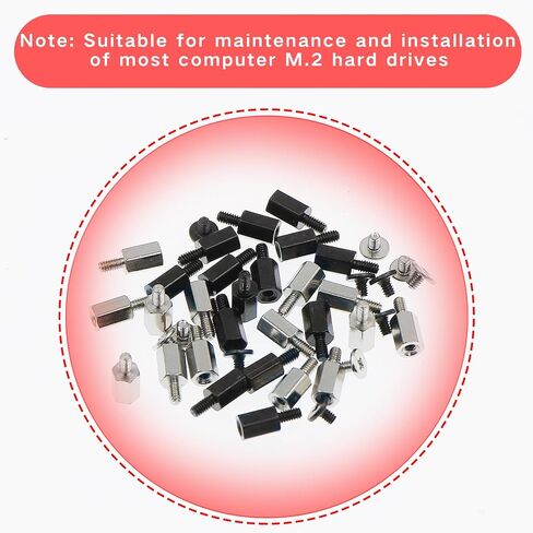 80Pcs M.2 SSD Screw Kit,Black and Silver M.2 Standoffs and Screws,M2 x 4.5+2.5 SSD Mounting Screws for Asus Motherboards with Screwdriver in Saudi Arabia