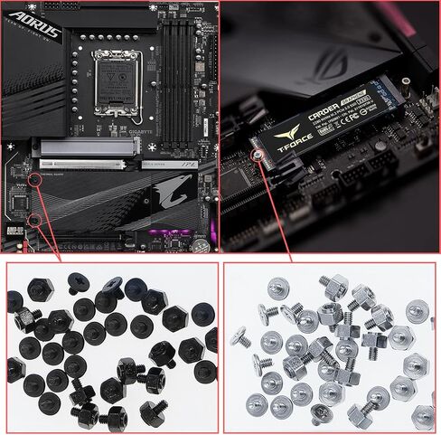 80Pcs M.2 SSD Screw Kit,Black and Silver M.2 Standoffs and Screws,M2 x 4.5+2.5 SSD Mounting Screws for Asus Motherboards with Screwdriver in Saudi Arabia