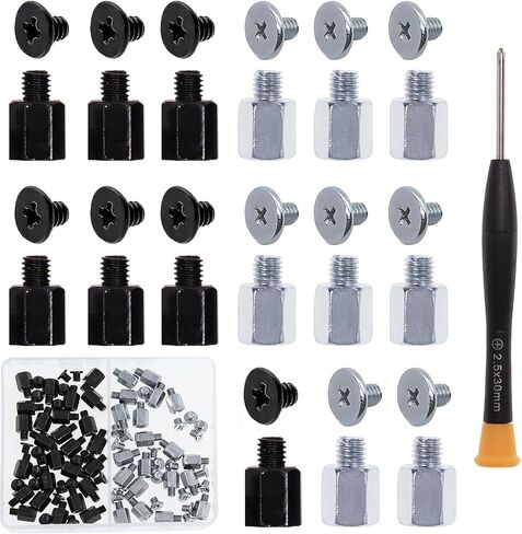 80Pcs M.2 SSD Screw Kit,Black and Silver M.2 Standoffs and Screws,M2 x 4.5+2.5 SSD Mounting Screws for Asus Motherboards with Screwdriver in Saudi Arabia