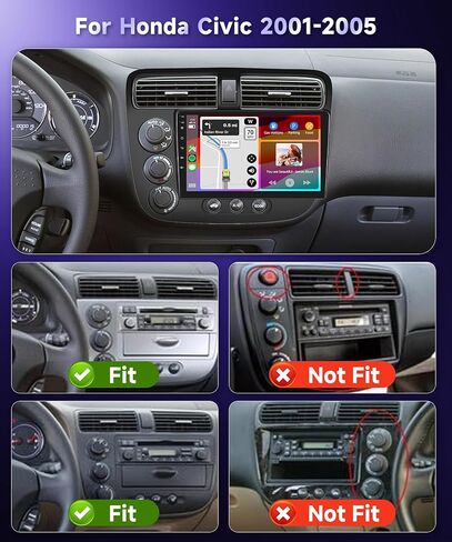 Car Stereo Radio with Wireless Apple CarPlay Android Auto for Honda Civic 2001 2002 2003 2004 2005 9 inch Android Touch Screen Bluetooth Radio with GPS Navigation WiFi Backup Camera Mic HiFi Audio in Kuwait