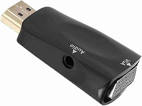 Plplaaoo HDMI إلى محول محول VGA موصلات مطلية بالذهب 1080 بكسل مع إخراج الصوت 3.5 ملم لجهاز الكمبيوتر المحمول المحمول DVD Player Projector White Black (Black) in Saudi Arabia