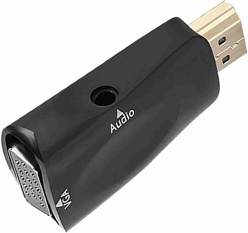 Plplaaoo HDMI إلى محول محول VGA موصلات مطلية بالذهب 1080 بكسل مع إخراج الصوت 3.5 ملم لجهاز الكمبيوتر المحمول المحمول DVD Player Projector White Black (Black) in Saudi Arabia