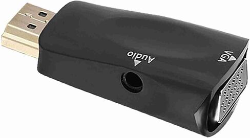 Plplaaoo HDMI إلى محول محول VGA موصلات مطلية بالذهب 1080 بكسل مع إخراج الصوت 3.5 ملم لجهاز الكمبيوتر المحمول المحمول DVD Player Projector White Black (Black) in Saudi Arabia
