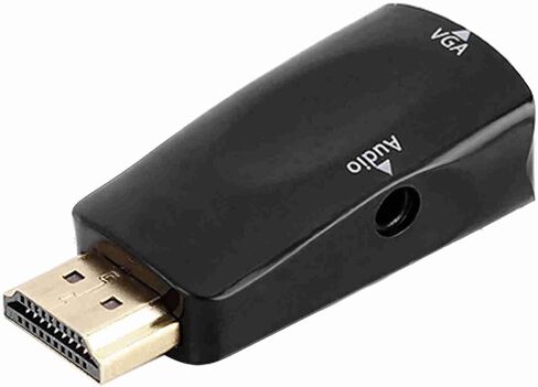 Plplaaoo HDMI إلى محول محول VGA موصلات مطلية بالذهب 1080 بكسل مع إخراج الصوت 3.5 ملم لجهاز الكمبيوتر المحمول المحمول DVD Player Projector White Black (Black) in Saudi Arabia
