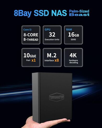 TERRAMASTER F4 SSD NAS Storage - 4Bay All SSD NAS Server N95 QuadCore CPU, 8GB DDR5 RAM, 5GbE Port, Palm-Sized High-Performance Network Attached Storage (Diskless) in Kuwait