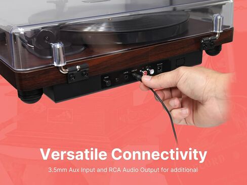 Victor VWRP-1600 Lincoln Record Player, 3-Speed Turntable with Bluetooth Connectivity, Vintage Wood Finish, Dual Detached Speakers, Dust Cover, RCA Output, and Aux Input in Saudi Arabia