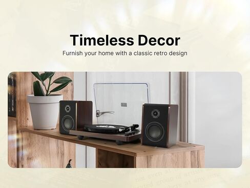 Victor VWRP-1600 Lincoln Record Player, 3-Speed Turntable with Bluetooth Connectivity, Vintage Wood Finish, Dual Detached Speakers, Dust Cover, RCA Output, and Aux Input in Saudi Arabia