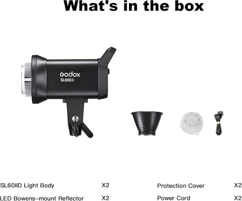 Godox SL60IID LED Video Light,60Ws White 5600K Version Countinuous Output Lighting with Bowens Mount,CRI 96+ TLCI97+,for Video Recording Wedding Product Photo... (3 Pack) in Saudi Arabia