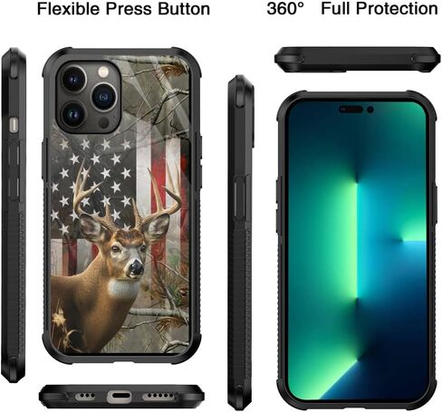 متوافق مع Case iPhone 13 Pro ، حالة علم الغزلان Camo لـ iPhone 13 Pro Design for Men Boys Girl [anti-scratch] in Kuwait
