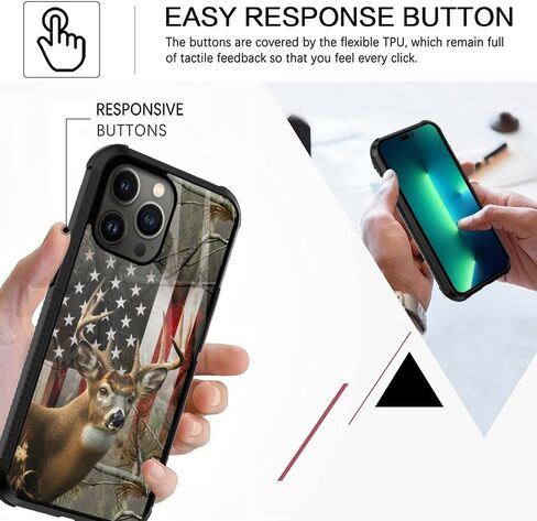 متوافق مع Case iPhone 13 Pro ، حالة علم الغزلان Camo لـ iPhone 13 Pro Design for Men Boys Girl [anti-scratch] in Kuwait