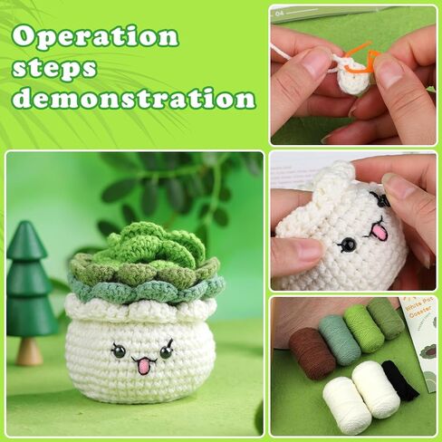 FTEVEN Crochet Kit for Beginners, Complete Crochet Animal Kits for Beginners Adults with Step-by-Step Video Tutorials, Crochet Yarns and Knitting Accessories for DIY Craft Handmade (Christmas Dog) in Kuwait