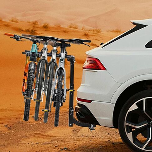4 Bike Hitch Rack, Heavy-Duty Foldable Steel Bicycle Rack with Hitch and Anti-Rattle Straps, 2" Receiver Compatible, Easy to Assemble & Use, Bike Rack for SUV, Car, Truck in Saudi Arabia