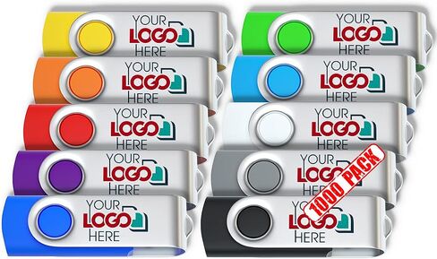 Custom Swivel USB Flash Drive 128MB Promotional Product Personalized with Your Logo - Bulk USB 2.0 - Customizable 1000 Pack in Kuwait
