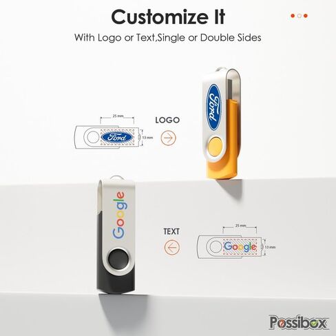 Custom Swivel USB Flash Drive 128MB Promotional Product Personalized with Your Logo - Bulk USB 2.0 - Customizable 1000 Pack in Kuwait