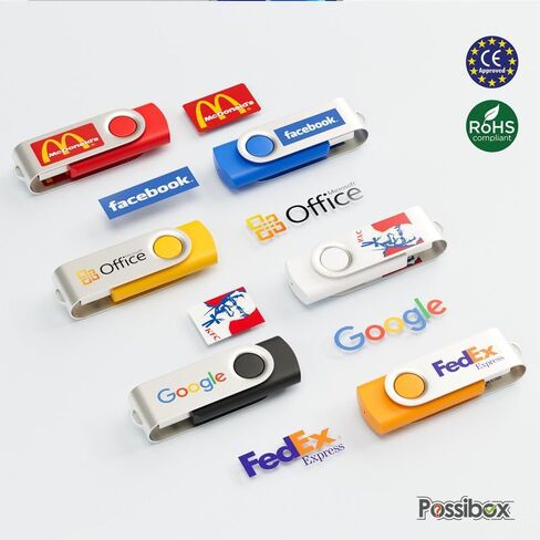 Custom Swivel USB Flash Drive 128MB Promotional Product Personalized with Your Logo - Bulk USB 2.0 - Customizable 1000 Pack in Kuwait