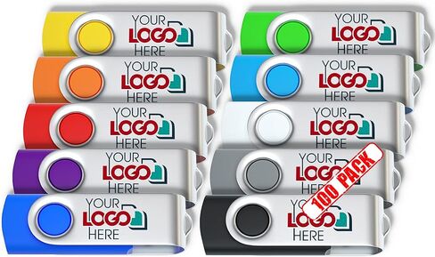 Custom Swivel USB Flash Drive 128MB Promotional Product Personalized with Your Logo - Bulk USB 2.0 - Customizable 1000 Pack in Kuwait