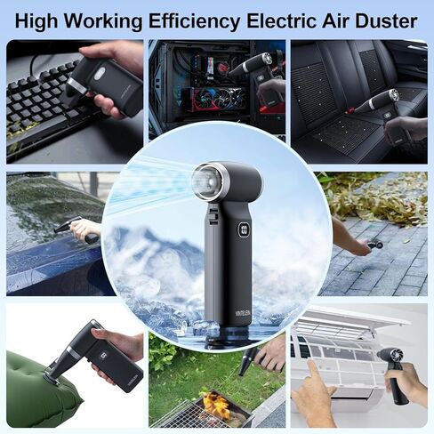 Duster Air Air قابل لإعادة الشحن ، 150000 دورة في الدقيقة ، منفاخ الهواء الكهربائي اللاسلكي ، بطارية 8000 مللي أمبير في الساعة لتنظيف الغبار ، لوحة المفاتيح ، الكمبيوتر المحمول ، السيارة ، A/C ، الأريكة ، الاستخدام في الهواء الطلق - محمولة وقوية in Kuwait