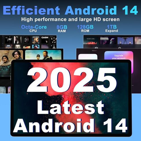 Android 14 Tablet, 10.1 Inch Android Tablet PC, 8GB RAM 128GB ROM 1TB Expand, 8000mAh Battery, Octa-Core 10.1 Inch with 13MP+8MP Camera/Bluetooth/GPS/WiFi/HD Display (Light Blue) in Saudi Arabia