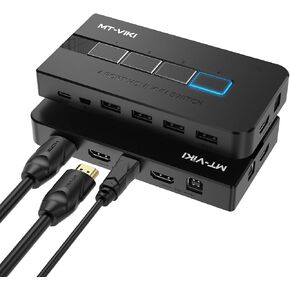 MT-VIKI KVM Switch HDMI 4 Port Boxes, 4K@30Hz USB HDMI KVM Console for 4 PCs Share 1 HD Monitor and Keyboard Mouse, Button + Desktop Selector Switching in Kuwait