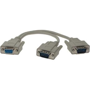 1ft DB9 Female to 2 Male Serial RS232 Splitter Cable