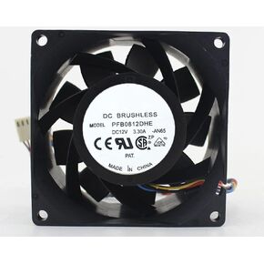 for PFB0812DHE 12V 3.30A 33.0W 9000RPM 65DBA 80X80X38MM 4-Wire Cooling Fan