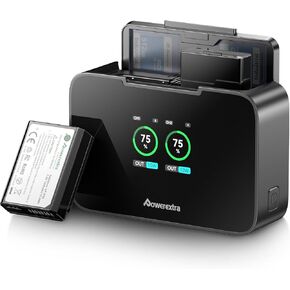 بطارية Powerextra LP-E10 وشاحن مزدوج 20 واط سريع ، 1600 مللي أمبير في الساعة بطاريات مزدوجة متوافقة مع Canon T7 ، T6 ، T5 ، T3 ، KISS X50 ، KISS X70 ، T100 ، EOS 1100D ، 1200D ، 1300D ، 1500D ، 2000D ، 3000D ، 4000D مع SD CARD SLOT