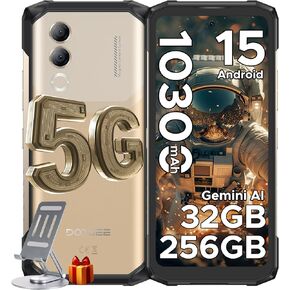 DOOGEE Blade 20 Turbo AI 5G Rugged Phone Unlocked,10300mAh/33W,Android 15 Rugged Smartphone,32GB+256GB/TF 2TB,Dimensity 7050,6.6"HD + 90Hz,50MP+16MP,Face ID/NFC/WiFi6/IP68/IP69K/3 Card Slot,Black