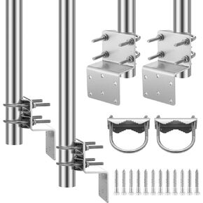 2 Set Technical Pole Mount Accessory for Outdoor Antennas Weather Station with Double U Bolts Mounting Screws, Antenna Pole Mount Od 1 1/4", 15 3/4" Length