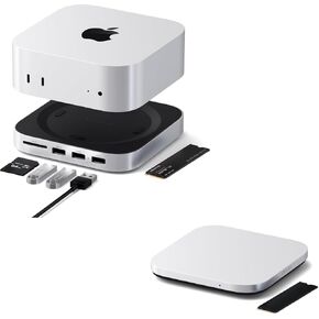 Satechi Mac Mini M4 Hub & Stand ، USB4 NVME SSD العلبة لنظام Mac Mini M4