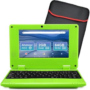 7.0 Inch Android 12.0 OS Laptop Computer,2GB RAM,32GB EMMC,AllWinner Quad-core Cortex Tm-A53 Processor A133P Netbook,Mini Laptop Notebook for Kids (Inches, 7, Green)