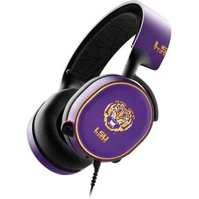 Skinit Skinit Audio Audio Skin متوافق مع مصانع الفولاذ Arctis 5 - تصميم التميمة النمر الأرجواني المرخص رسميًا