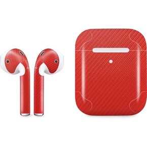 Skinit Decal Audio Skin Compatible with Apple AirPods 2 - Orange Carbon Fiber Specialty Texture Material Design