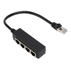 Keenso RJ45 Ethernet Splitter Cable Efficient Shielded Signal Transmission Splitter Adapter for Laptop, Ethernet Cables Into One for Home or Office Use ABS Black